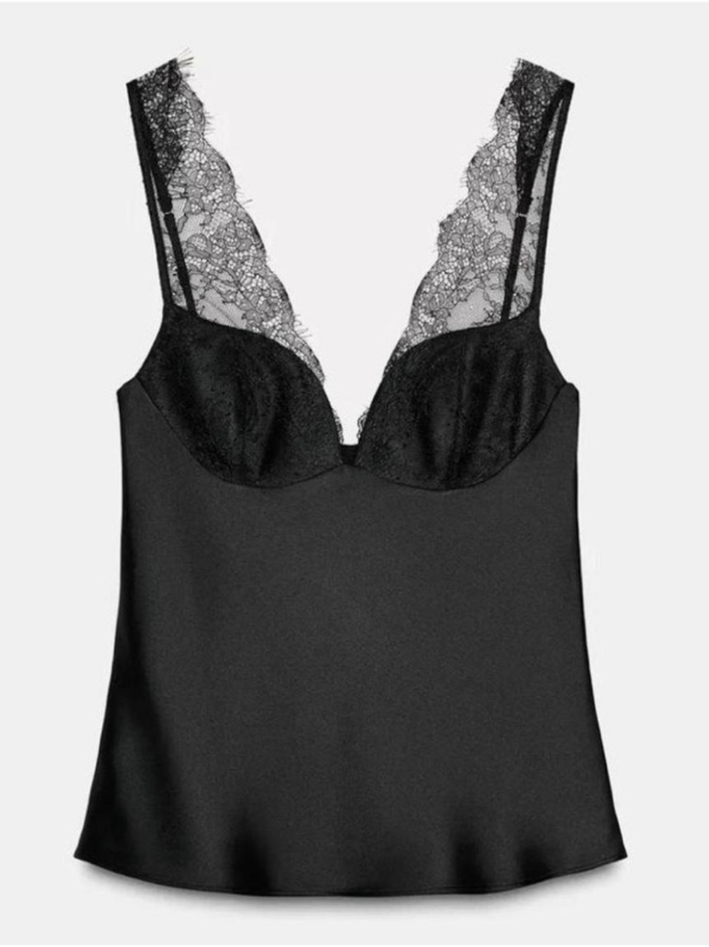 Zara Lace Satin Effect Top